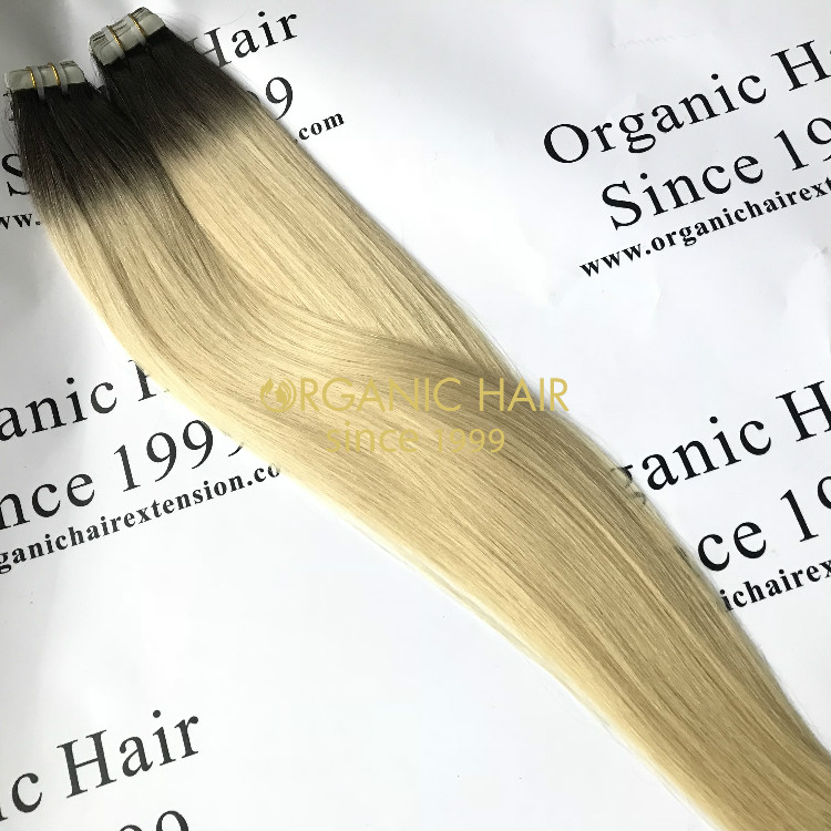 Invisible tape hair extensions - Ombre color #1b/613 PU skin weft GT38